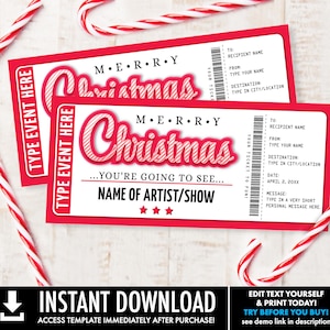 Regalo de entrada para concierto de Navidad - Concierto sorpresa, Espectáculo, Actuación, Artista, Certificado de regalo / Autoedición con CORJL - DESCARGA INSTANTE Imprimible