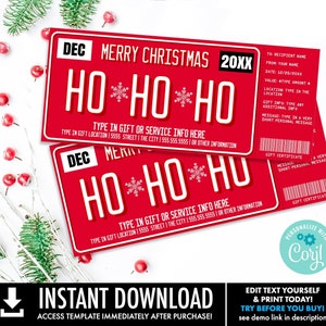 Christmas CAR Gift Certificate Surprise Ticket Voucher, Ho Ho Ho, Window Tint, Car Detail Self-Edit with CORJL-INSTANT Download Printable image 1