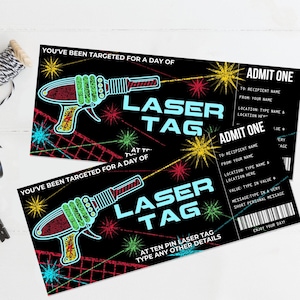 Laser Tag Gift Certificate, Laser Tag Surprise Gift Voucher, Arcade Voucher, Last Minute Gift | Edit with CANVA - INSTANT DOWNLOAD Printable