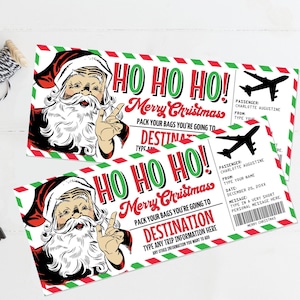 Certificado de regalo de tarjeta de embarque de Navidad, vale de regalo de vacaciones, regalo de boleto de avión, regalo de último momento / Edición con CANVA-DESCARGA INSTANTÁNEA