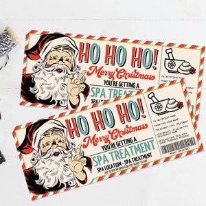 Christmas Spa Behandlung Geschenkgutschein,Spa Day Überraschung Geschenkgutschein,Vintage Santa,Last Minute | Bearbeiten Sie auf CANVA-INSTANT DOWNLOAD Printable