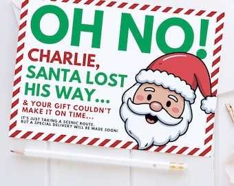 Late Christmas Gift Notice from Santa, Missing Gift Card, Delayed Arriving Gift, Gift is on its Way, IOU a Christmas Gift | Edit using Canva