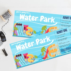 Wasserpark Geschenkgutschein, Wasserpark Überraschung Geschenkgutschein, Last Minute Geschenk | Bearbeiten Sie mit CANVA - SOFORTIGER DOWNLOAD druckbare Vorlage