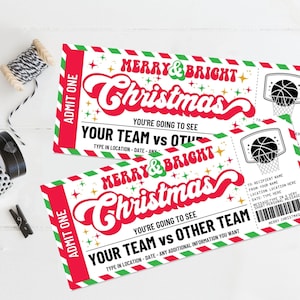 Christmas Basketball Ticket Gutschein, Geschenkgutschein, Merry & Bright, Last Minute Geschenk | Personalisieren Sie mit CANVA-SOFORT-DOWNLOAD