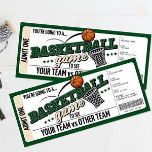 Plantilla editable de regalo de boleto de baloncesto, boleto sorpresa para un partido de baloncesto, para cualquier ocasión, regalo de último momento / Edición con CANVA - DESCARGA INSTANTÁNEA