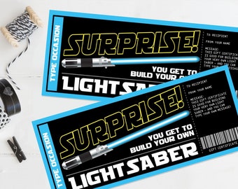 Light Sword Surprise Gift Reveal, Build Your Own Light Sword, Gift Certificate, Last Minute Gift | Edit with CANVA-INSTANT DOWNLOAD