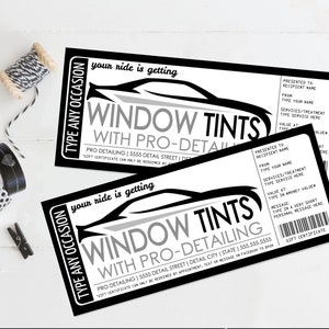 Cadeaubon autoruit tinten, voucher tinten ruiten, verrassingscadeau ruiten tinten, lastminutecadeau | Bewerken met CANVA: INSTANT DOWNLOAD
