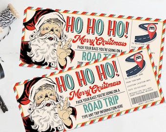 Christmas Road Trip, Surprise Ticket Gift Voucher, Road Trip, Holiday Vacation,Last Minute Gift | Edit with CANVA-INSTANT DOWNLOAD Printable