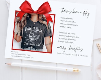 Delayed Gift Delivery Card, IOU a Christmas Gift, Notification from Santa, Delivery Delayed Gift, Missing or Late Gift | Edit using Canva