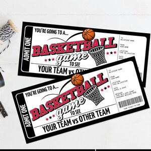 Basketball Ticket Geschenk bearbeitbare Vorlage, Surprise Basketball Game Ticket, jeder Anlass, Last-Minute-Geschenk | Bearbeiten Sie mit CANVA - SOFORT-DOWNLOAD