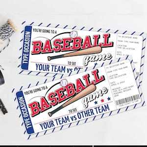Baseball Ticket Geschenk bearbeitbare Vorlage - Überraschungs Baseball Spiel Ticket, jeder Anlass, Last Minute Geschenk | Bearbeiten Sie auf CANVA - SOFORT DOWNLOAD