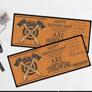 Vatertag Axtwerfen Geschenkgutschein, Holzfäller Überraschungsgutschein, Last Minute Geschenk | Bearbeiten Sie mit CANVA, INSTANT DOWNLOAD Printable