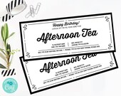 Afternoon Tea Birthday Coupon,Surprise Gift Reveal,Gift Certificate,Voucher | Personalize using CORJL–INSTANT DOWNLOAD Printable Il_170x135