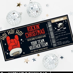 Vale-presente para tatuagem de Natal, Vale-presente Time To Get Inked, Caveira de Papai Noel Rockin | Personalize com CANVA-INSTANT DOWNLOAD para impressão