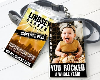1st Birthday Rockstar VIP Photo Badge - Rock Star Birthday,Rockstar Party,Backstage Pass | Self-Edit with CORJL - INSTANT Download Printable