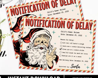 Notification of Delayed Gift from Santa, Late Christmas Gift, Missing Gift Card, Delayed Arriving Gift, IOU a Christmas Gift | Edit on Canva