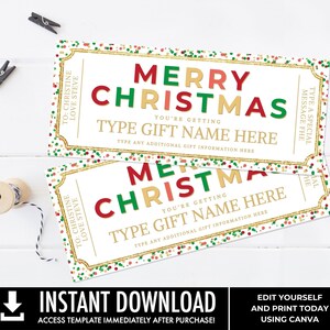 Kerstcadeaubon, tattoovoucher, elk cadeau verrassingscadeaubon, aangepaste cadeausjabloon, kortingsbon autodetail | Bewerken met CANVA