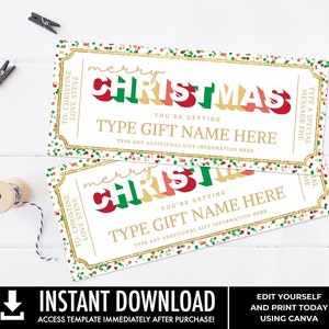Kerstcadeaubon, tattoovoucher, elke verrassingscadeaubon, aangepaste cadeausjabloon, uniseks cadeaubon | Bewerken met CANVA
