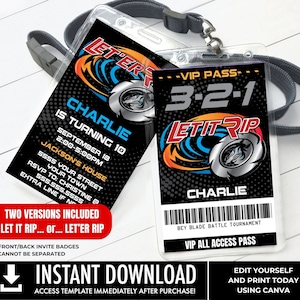Blade Tournament Invitation I.D. Badge, Blade Inspired VIP Badge,Favor | edit using CANVA - INSTANT Download Printable Template
