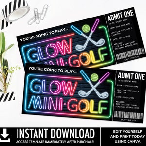 Certificado de regalo de mini golf, vale de regalo sorpresa de golf en miniatura / Editar con CANVA - DESCARGA INSTANTE Plantilla imprimible