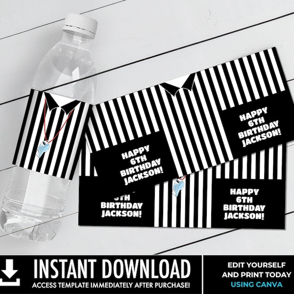 Referee Water Bottle Label | Bowl Party,Drink Label,Football,Tailgate,Sports | Edit using CANVA - INSTANT Download Printable