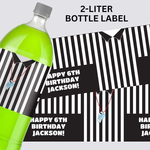 Referee 2 Liter Bottle Label, Soda Bottle Drink Label, Football, Tailgate, Sports, 2 Designs, 2 Sizes | Edit with CANVA–INSTANT Download