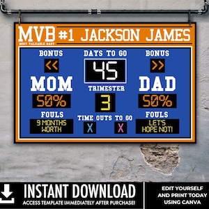 Baby Shower Scoreboard Printable 36&quot;x24&quot; Poster - Scoreboard Sign, Baby Scoreboard | Edit with CANVA - INSTANT Download Printable