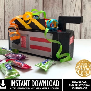 Ghost Trap Containment Box Party Favor Box, inspired by ghost movie, Birthday, Halloween CANVA Instant Download DIY Printable Template image 1