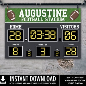 Football Scoreboard 48&quot;x36&quot; Party Sign/Poster, Scoreboard Party Sign | Edit with CANVA–INSTANT DOWNLOAD Printable