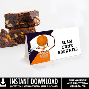 Étiquettes pour aliments Basketball - Fête d'anniversaire de basket-ball, tente de table, marque-place | Vous personnalisez à l'aide de CANVA - Imprimable à TÉLÉCHARGEMENT IMMÉDIAT