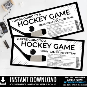 Eishockey-Ticket-Gutschein-Geschenk – Überraschungsspielticket, Geschenkgutschein, Überraschungsgeschenk | Sie personalisieren mit CORJL – SOFORTIGER DOWNLOAD zum Ausdrucken
