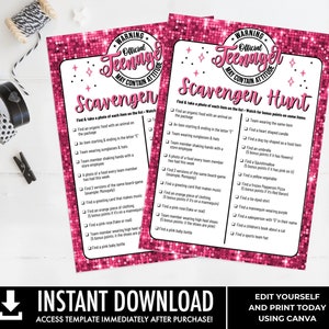 Warning Official Teenager Scavenger Hunt, Scavenger List, Shopping List, Mall Scavenger | You edit using Canva - INSTANT DOWNLOAD Printable