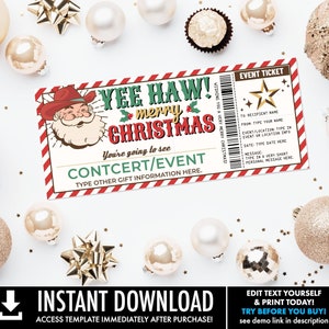 Western Santa Konzert Ticket Geschenk, Überraschungs Konzert, Weihnachts Konzert Geschenkgutschein | Sie personalisieren CORJL - INSTANT DOWNLOAD Printable