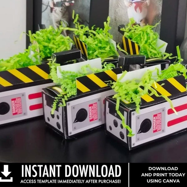 Ghost Trap Containment Box - Party Favor Box, inspired by ghost movie, Birthday | CANVA Instant Download DIY Printable PDF Kit