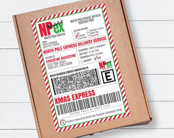 North Pole Shipping Label/Stickers-Christmas Delivery Stickers with EDITABLE text,Nice | Self-Edit with CORJL - INSTANT Download Printable
