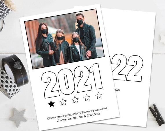 2020 Would Not Recommend Photo Card - New Years Photo Card, One Star Rating, Christmas | Self - Edit with CORJL - INSTANT Download Printable