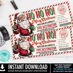 Christmas Santa Gift Voucher Template for Kids, Printable Custom Christmas Gift Certificate, Santa IOU | Edit with CORJL-INSTANT Download