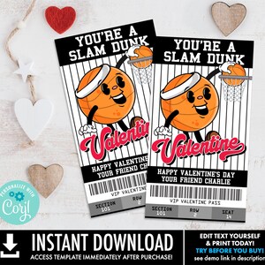 Basketball Valentine, Retro Basketball Kids Class Valentine, School Valentine | Selbst bearbeiten mit CORJL - INSTANT Download Printable