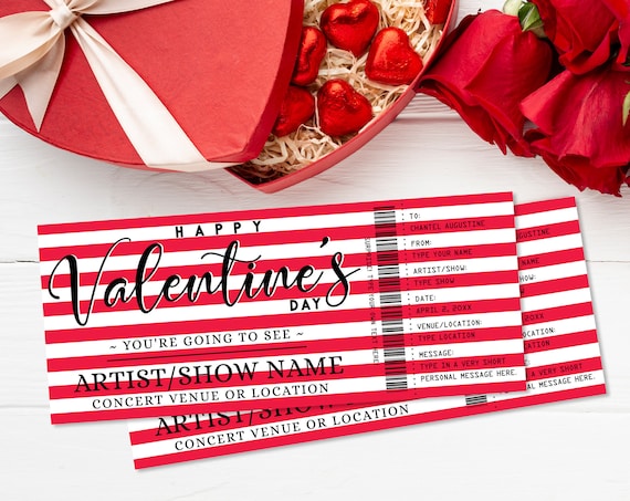 Printable Concert Ticket Valentine's Day Gift - Gift Voucher,Certificate,Surprise,Concert/Show | Edit with CORJL- INSTANT DOWNLOAD Printable