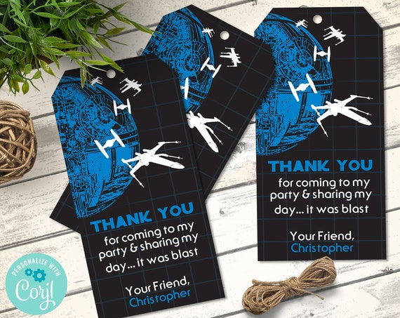 Star Wars Favor Tag - Star Wars Birthday Party, Tie Fighter, Party Favor Tag | Self-Edit with CORJL - INSTANT DOWNLOAD Printable Template