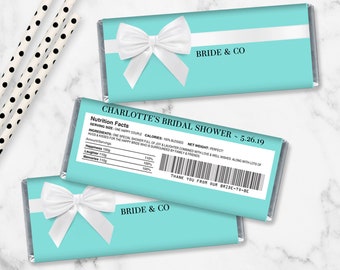 Bridal Shower Candy Bar Label/Wrapper - Bridal Shower Favor, Wedding Turquoise Favor | Self-Editing with CORJL - INSTANT DOWNLOAD Printable