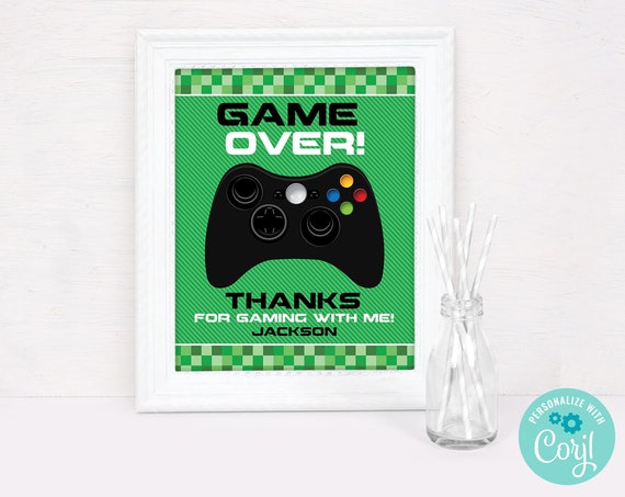 Video Gamer Party Sign - 8"x10" Party Sign, Game Truck Birthday, Retro Video Party | Self-Editing with CORJL - INSTANT DOWNLOAD