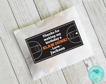 Basketball 4"x2" Sticker - Printable Sticker, Basketball Party, Basketball Birthday | Self-Editing with CORJL - INSTANT Download Printable