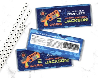 Dart Wars Candy Wrap/Label, Dart Wars Party, Target Party, Candy Bar Label | Self-Editing with CORJL - INSTANT Download Printable