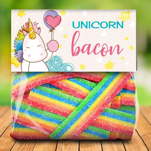 Unicorn Bacon Treat Bag Topper Unicorn Party Instant - Etsy