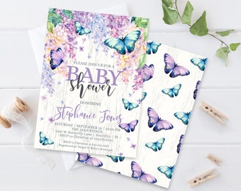 Butterfly Baby Shower Invitation - Butterfly Shower, Spring, Garden Party | Self-Editing with CORJL - INSTANT DOWNLOAD Printable
