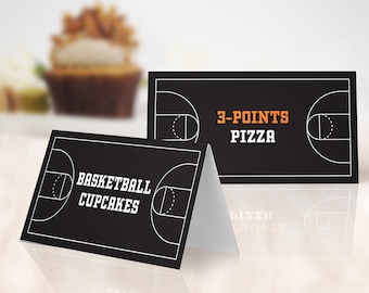 Basketball Food Labels - Basketball Party, Basketball Birthday Party, Table Tent | Self-Edit with CORJL - INSTANT DOWNLOAD Printable