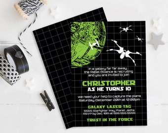 Star Wars Invitation - Star Wars Birthday Party, Star Wars Party, Tie-Fighter | Self-Edit with CORJL - INSTANT DOWNLOAD Printable Template