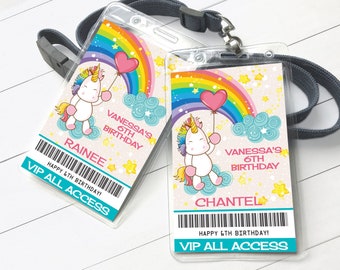 Unicorn Party Invite Badge - Unicorn Birthday, Rainbow Birthday, Magical Party | Self-Edit with CORJL - INSTANT DOWNLOAD Printable Template