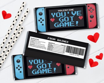 VALENTINE Video Game Controller "You've Got Game" Candy Bar Label,Video Game CandyLabel | Self-Edit with CORJL,INSTANT Download Printable